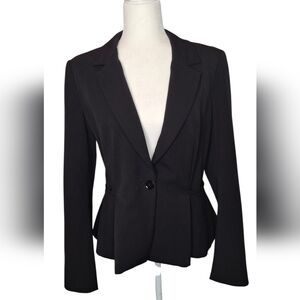 WHBM Women's One-button Peplum Blazer Black Size 8 Career Professional Chic